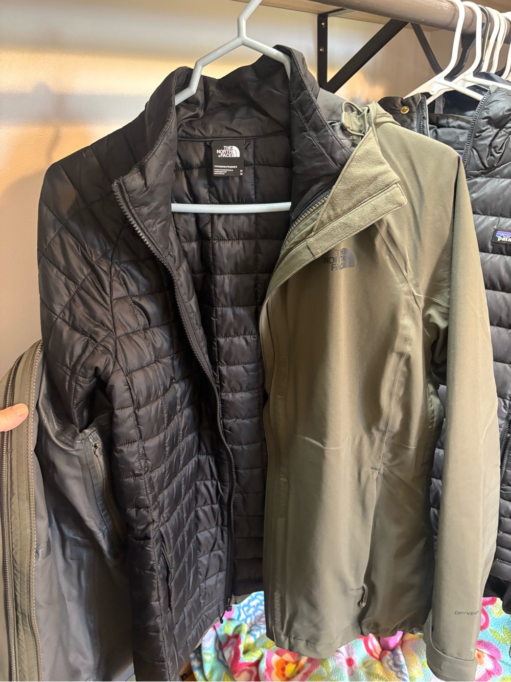 The North Face Olive Green Softshell Jacket with Black Quilted Liner